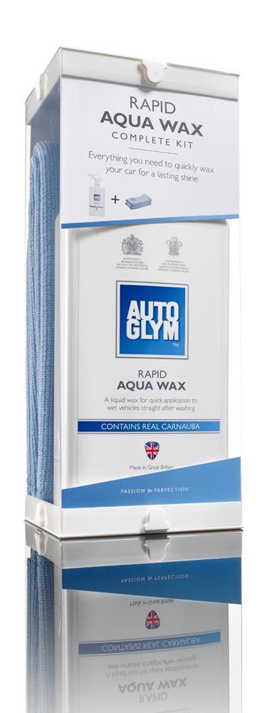 Autoglym Rapid Aqua Car Wax Complete Kit High Lasting Shine, 2 Microfibre Cloths