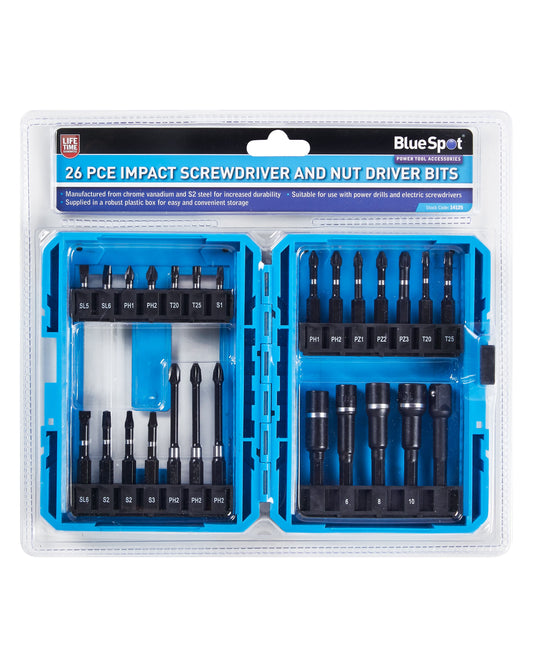 26 PCE IMPACT SCREWDRIVER AND NUT DRIVER BITS