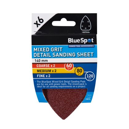 6 Pack 140mm Mixed Grit Detail Sanding Sheets