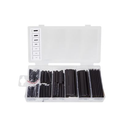 127 PCE Assorted Black Heat Shrink Tubing Set