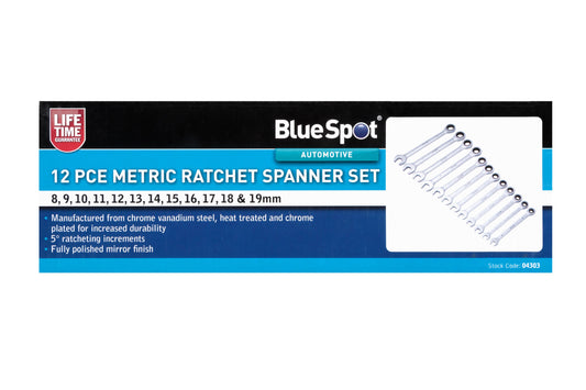 12 PCE METRIC RATCHET SPANNER SET (8-19MM)