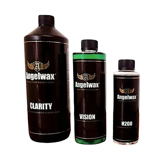 Angelwax Ultimate Glass Protection Kit H2GO (250ml) Vision (500ml) Clarity 1L