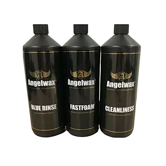 Angelwax BLUE RINSE , FASTFOAM and CLEANLINESS 1L Triple Bundle Great Buy