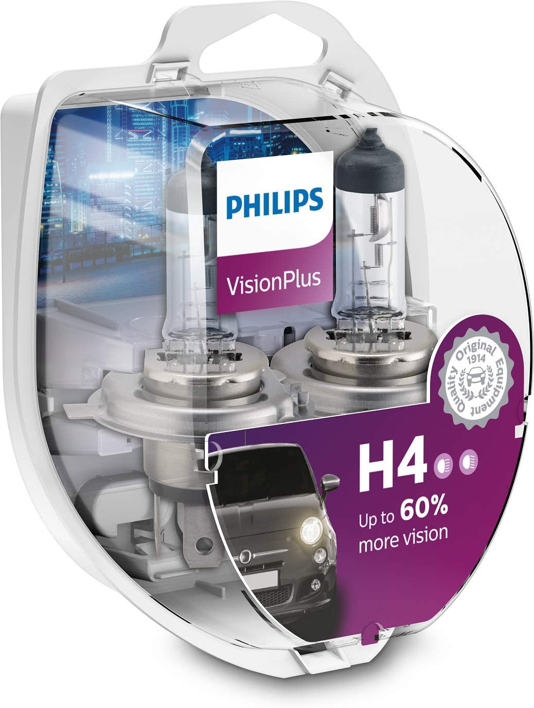 PHILIPS - H4 Vision Plus Car Headlight Bulb ~12342VPS2~ (TWIN PACK)