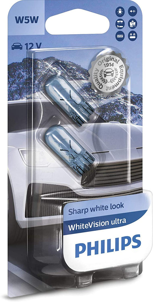 Philips WhiteVision ultra Indicator Car Bulbs 12961WVUB2 W5W 12V 5W NEW 2022