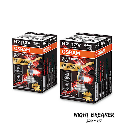 Osram Night Breaker 200 H7 Car Headlight Bulbs +200% Upgrade Headlamps X 2 Boxes