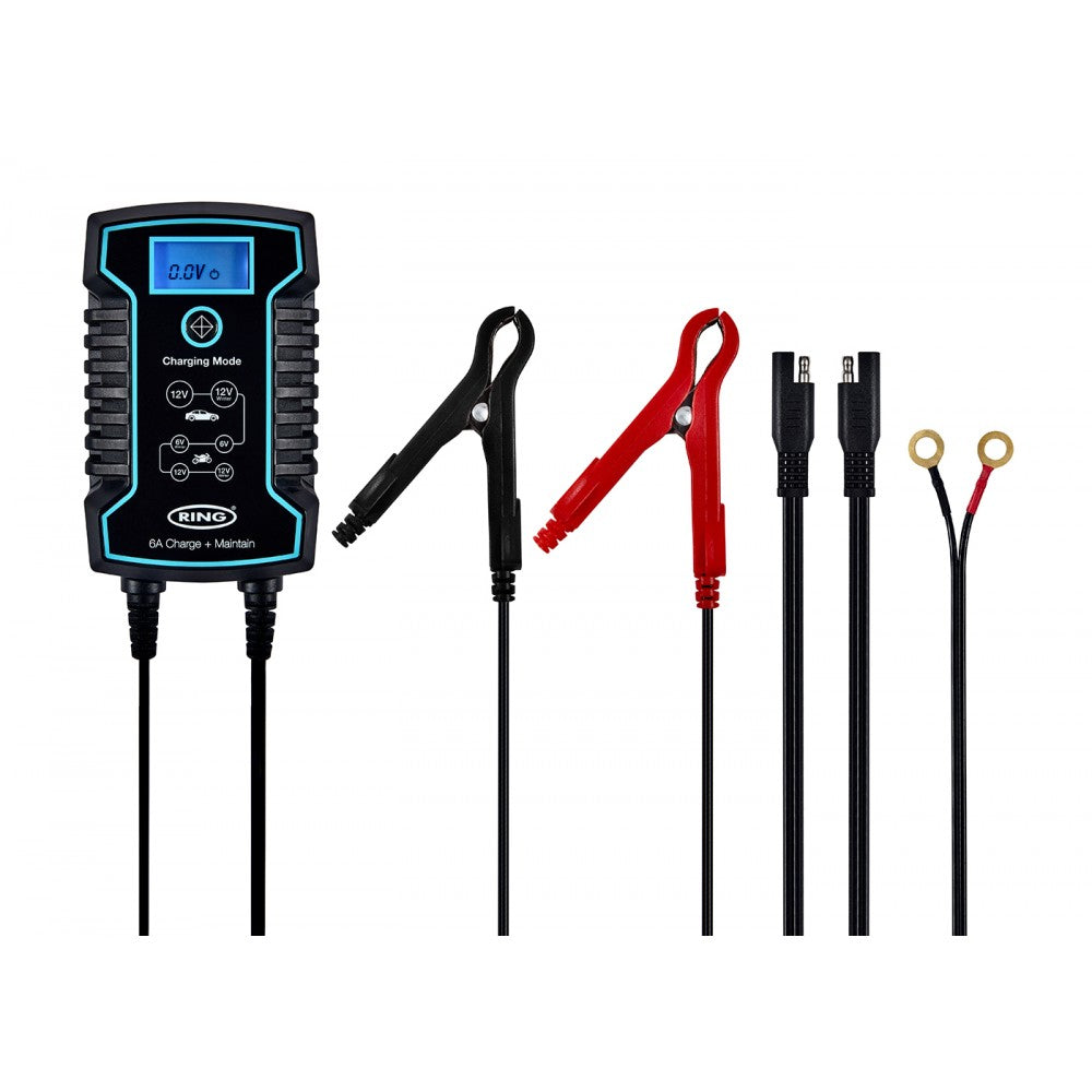RING - 6v / 12v 6A Start/Stop Car 4x4 Bike Smart Battery Charger & Maintainer (RSC806)