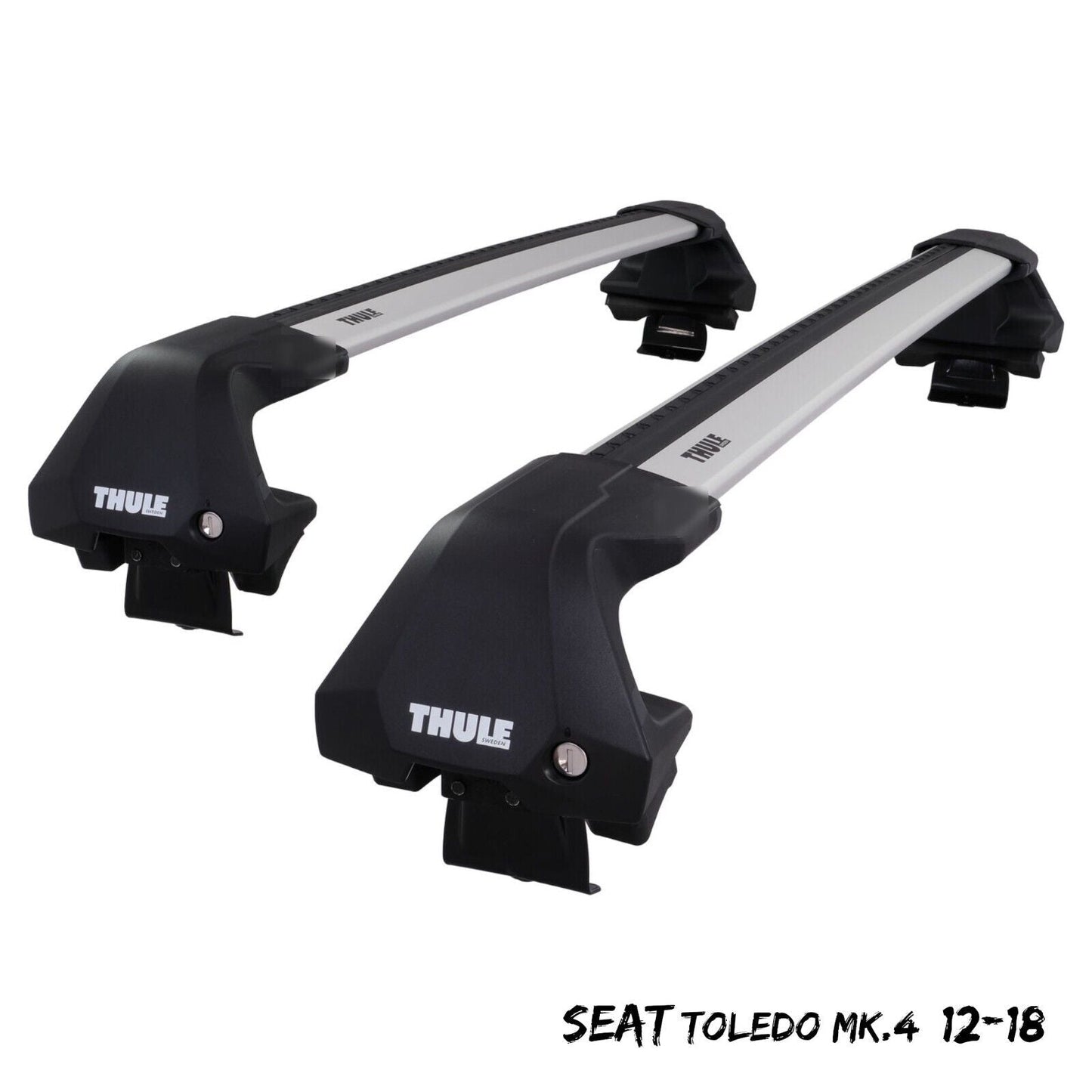 Thule WingBar Edge Silver Aluminium Roof Bars Set to fit Seat Toledo Mk.4 12-18