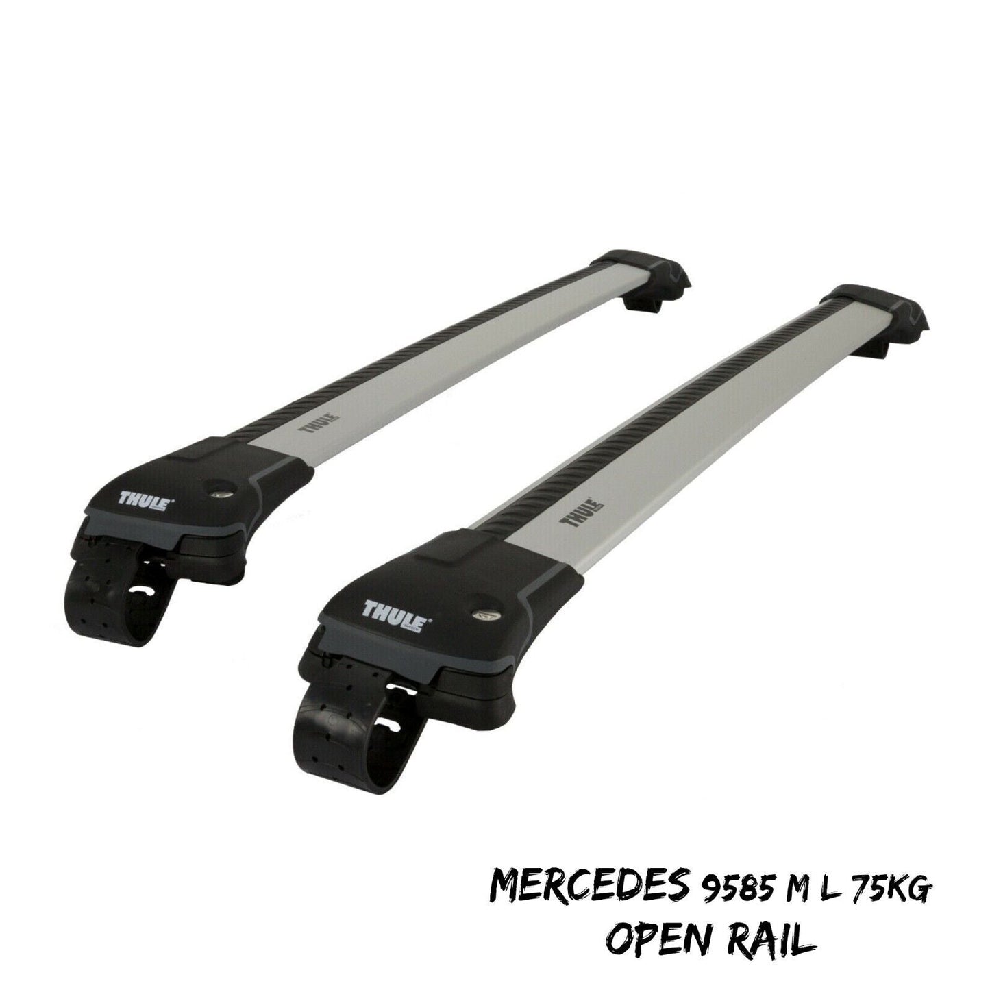 Thule 9585 M+L WingBar Edge Black Car Roof Bars 75 kg Open Rails Lockable Pair