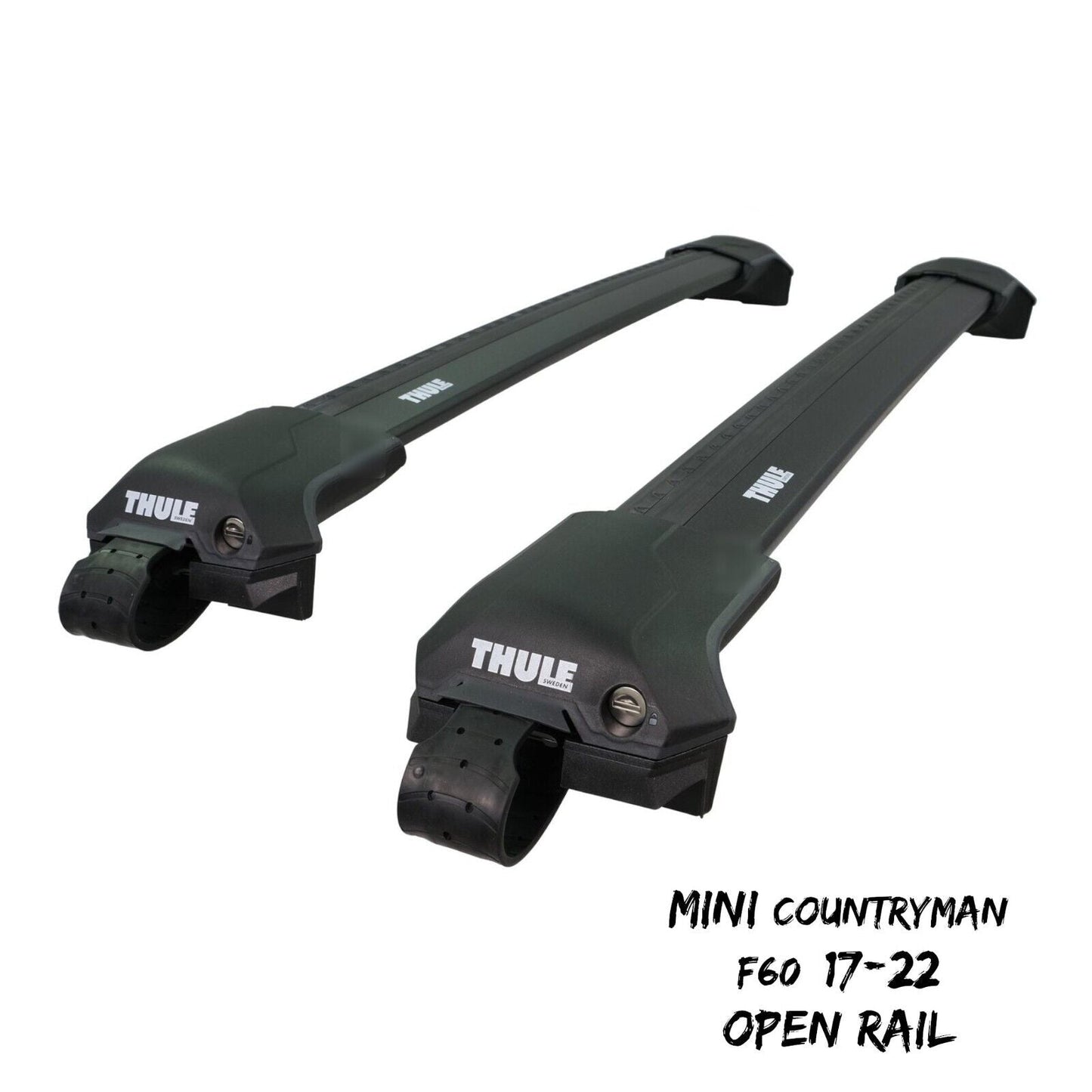 Thule WingBar Edge Black Roof Bar Set Mini Countryman F60 17-22 Open Rails Alu