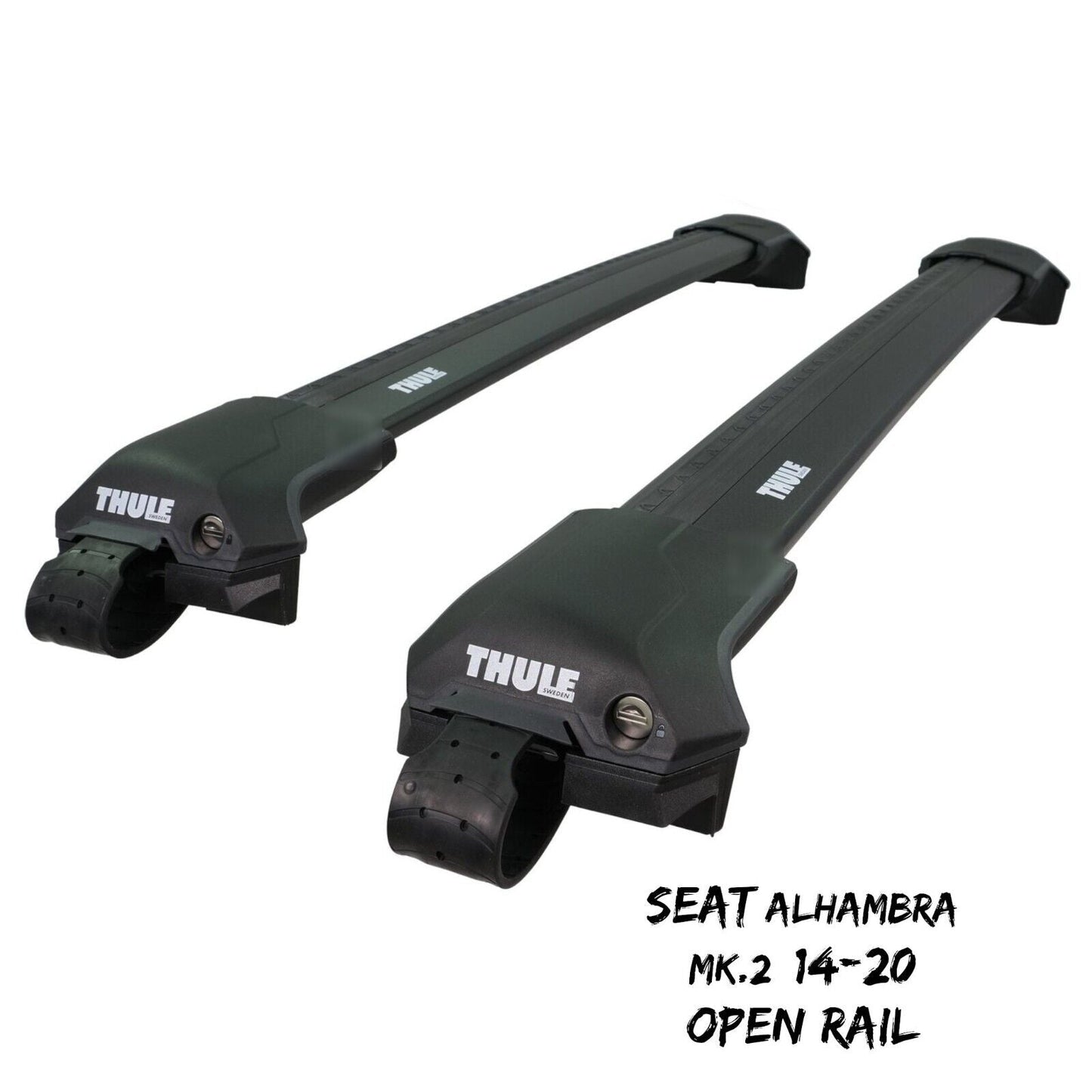 Thule WingBar Edge Black Roof Bars Seat Alhambra Mk.2 10-20 Open Rails Alu Aero