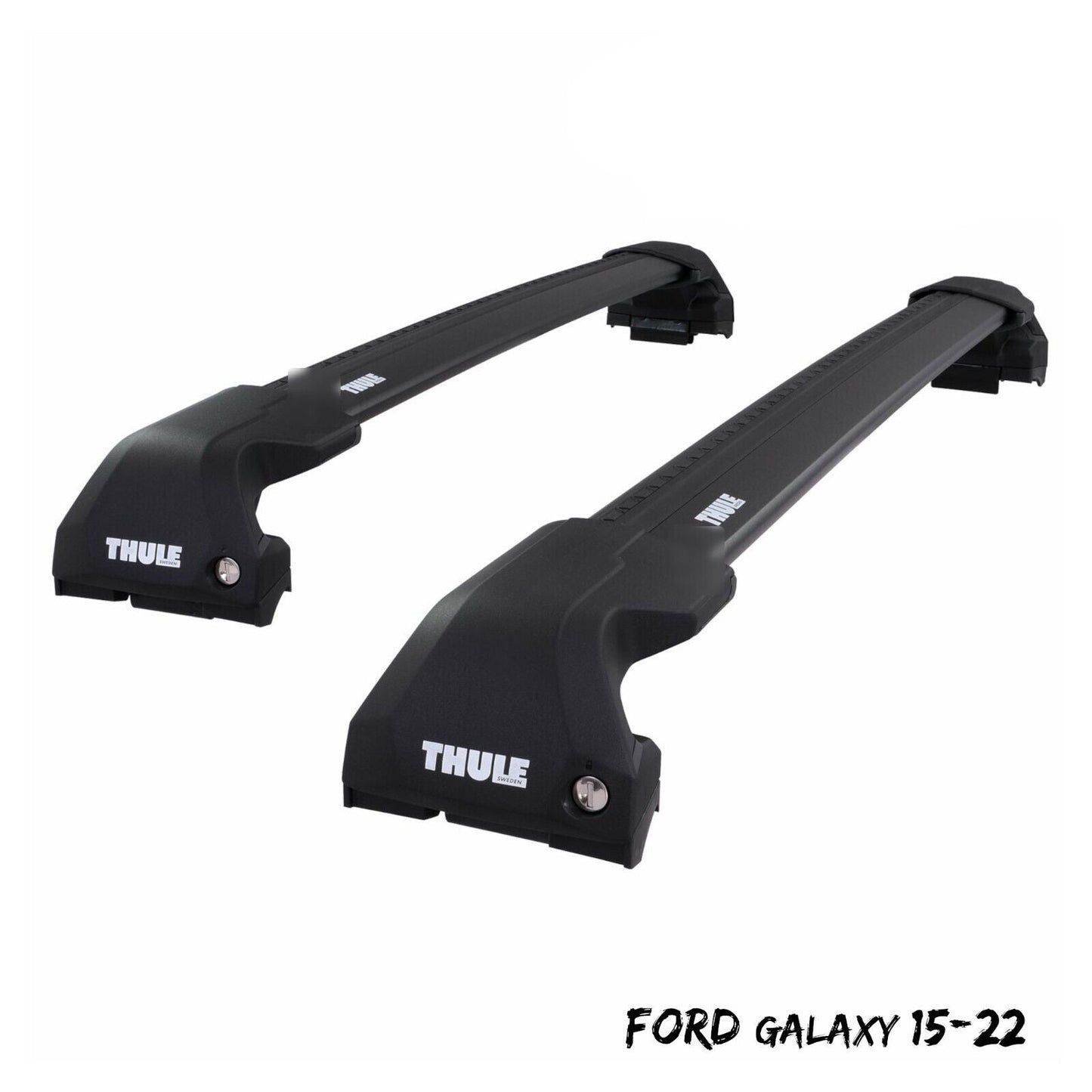 Thule WingBar Edge Black Aluminium Roof Bars Set to fit Ford Galaxy 15-22 Rails