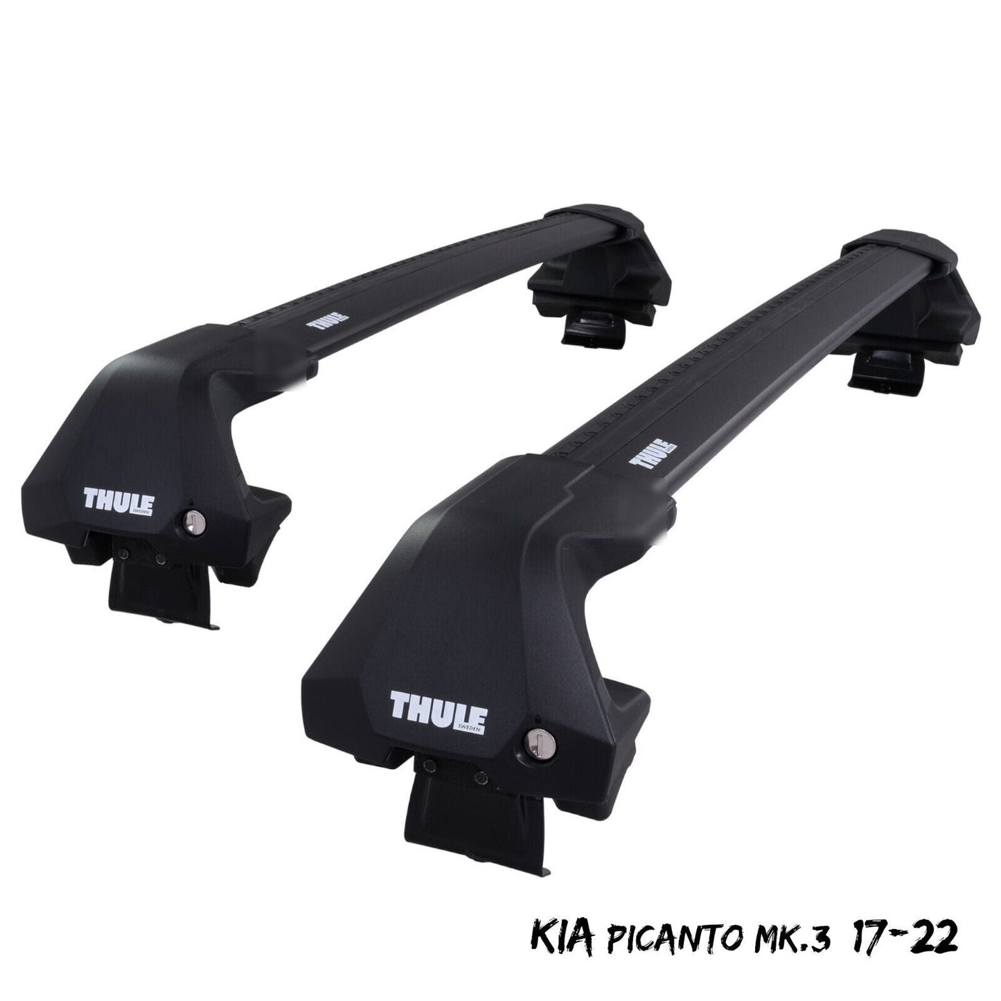 Thule WingBar Edge Black Aluminium Roof Bars Set to fit Kia Picanto Mk.3 17-22