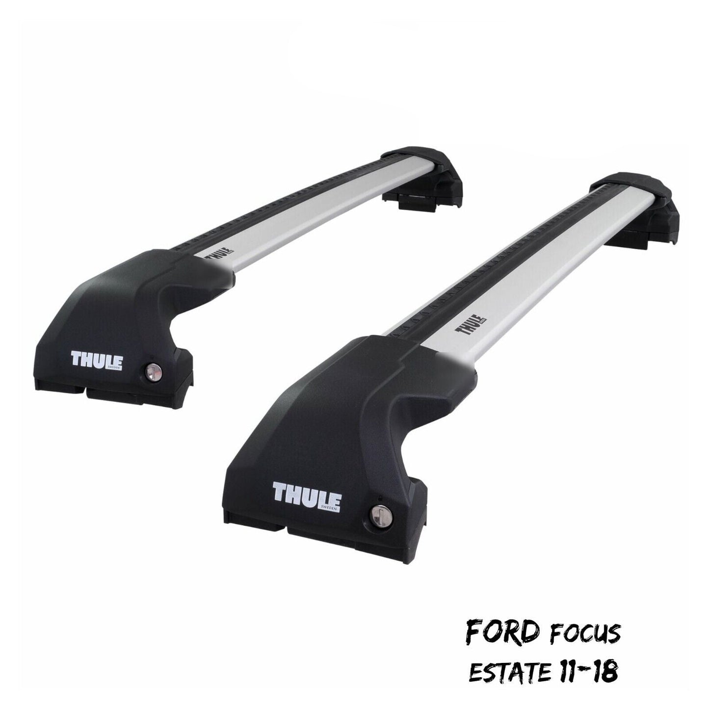Thule WingBar Edge Silver Aluminium Roof Bars for Ford Focus Estate 11-18 Rails
