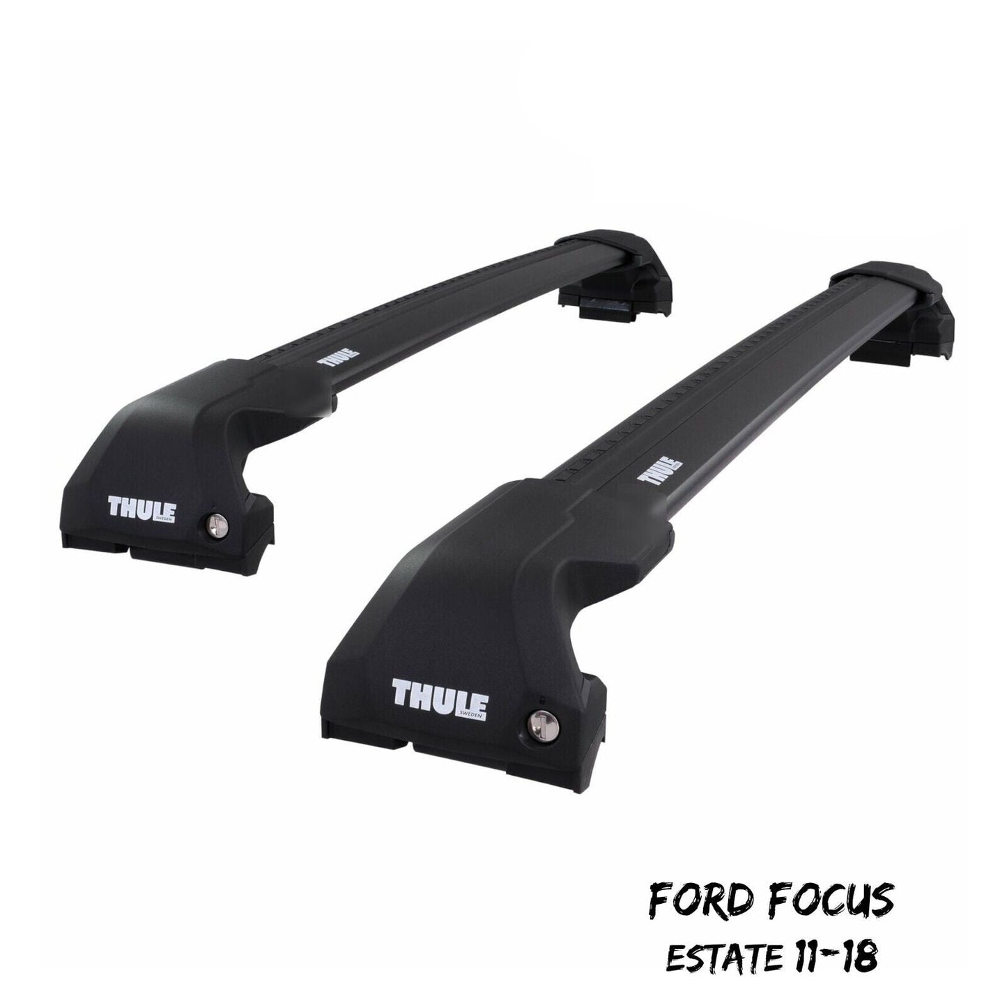 Thule WingBar Edge Black Aluminium Roof Bars for Ford Focus Estate 11-18 Rails
