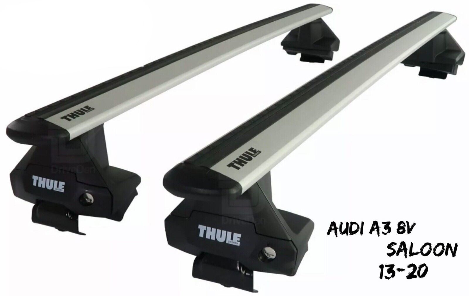 Thule Aluminium WingBar Evo Silver Roof Bars Set to fit Audi A3 8V