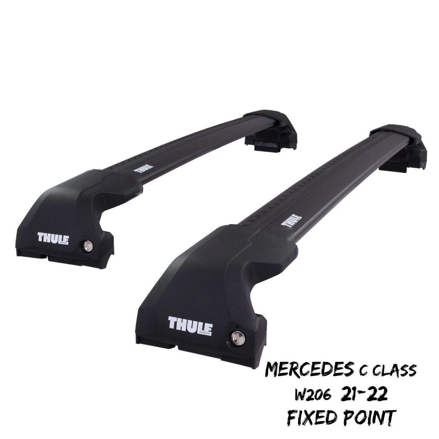 Thule WingBar Edge Black Roof Bars Set for Mercedes C Class W206 21-22 Fixpoint