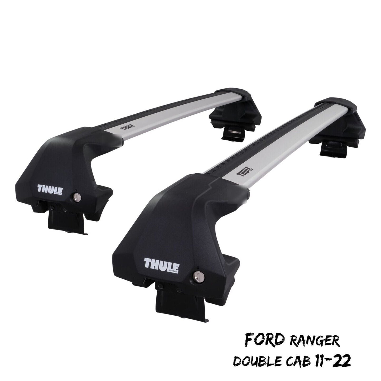 Thule WingBar Edge Silver Aluminium Roof Bars for Ford Ranger Double Cab 11-22
