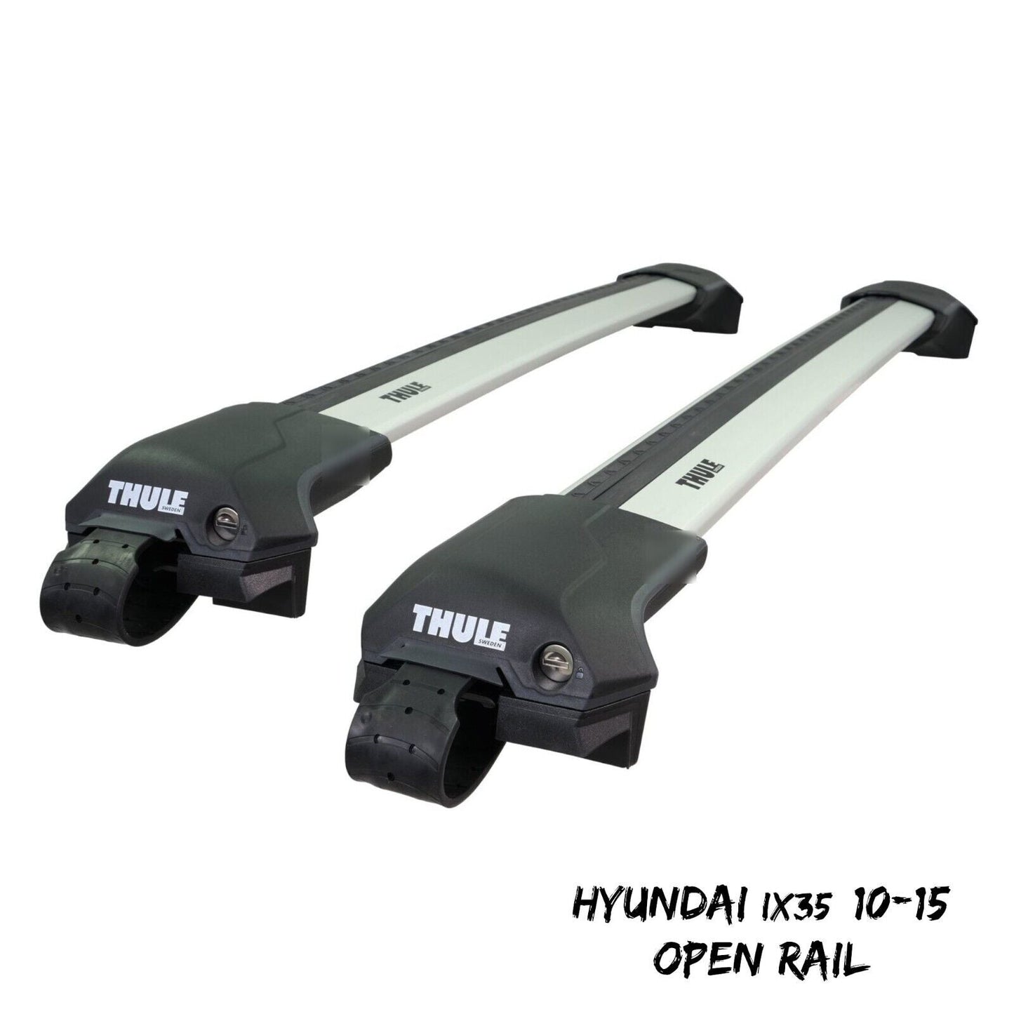 Thule WingBar Edge Silver Roof Bars Hyundai ix35 10-15 Open Rails Aluminium Aero