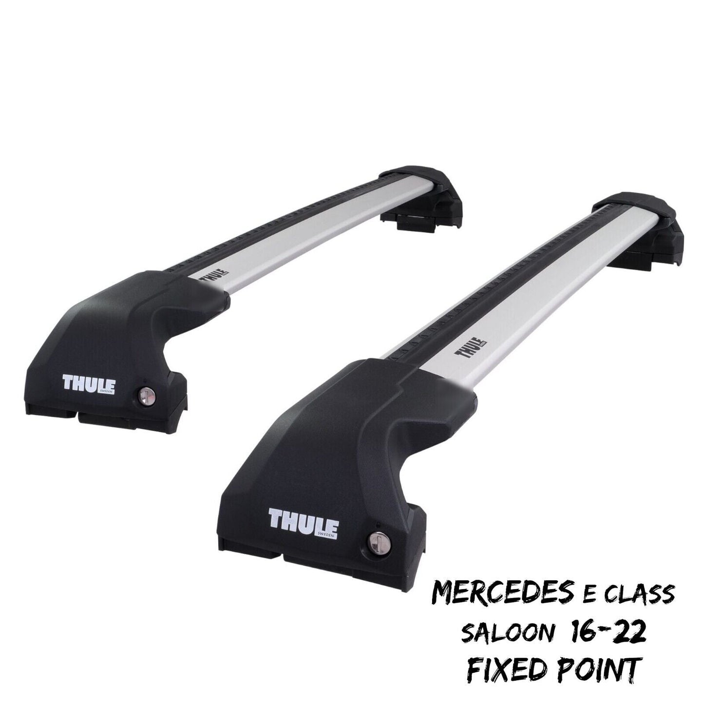 Thule WingBar Edge Silver Roof Bars Mercedes E Class Saloon 16-22 Fixed Point