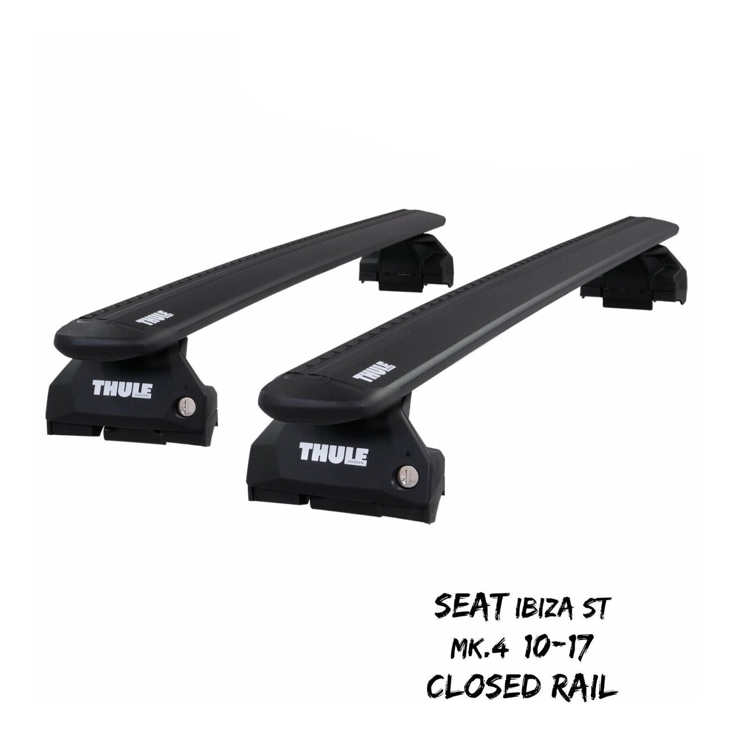 THULE - WingBar EVO Black Aluminium Roof Bars to fit Seat Ibiza ST Mk.4 2010-17 w/ Flush (Closed) Rails