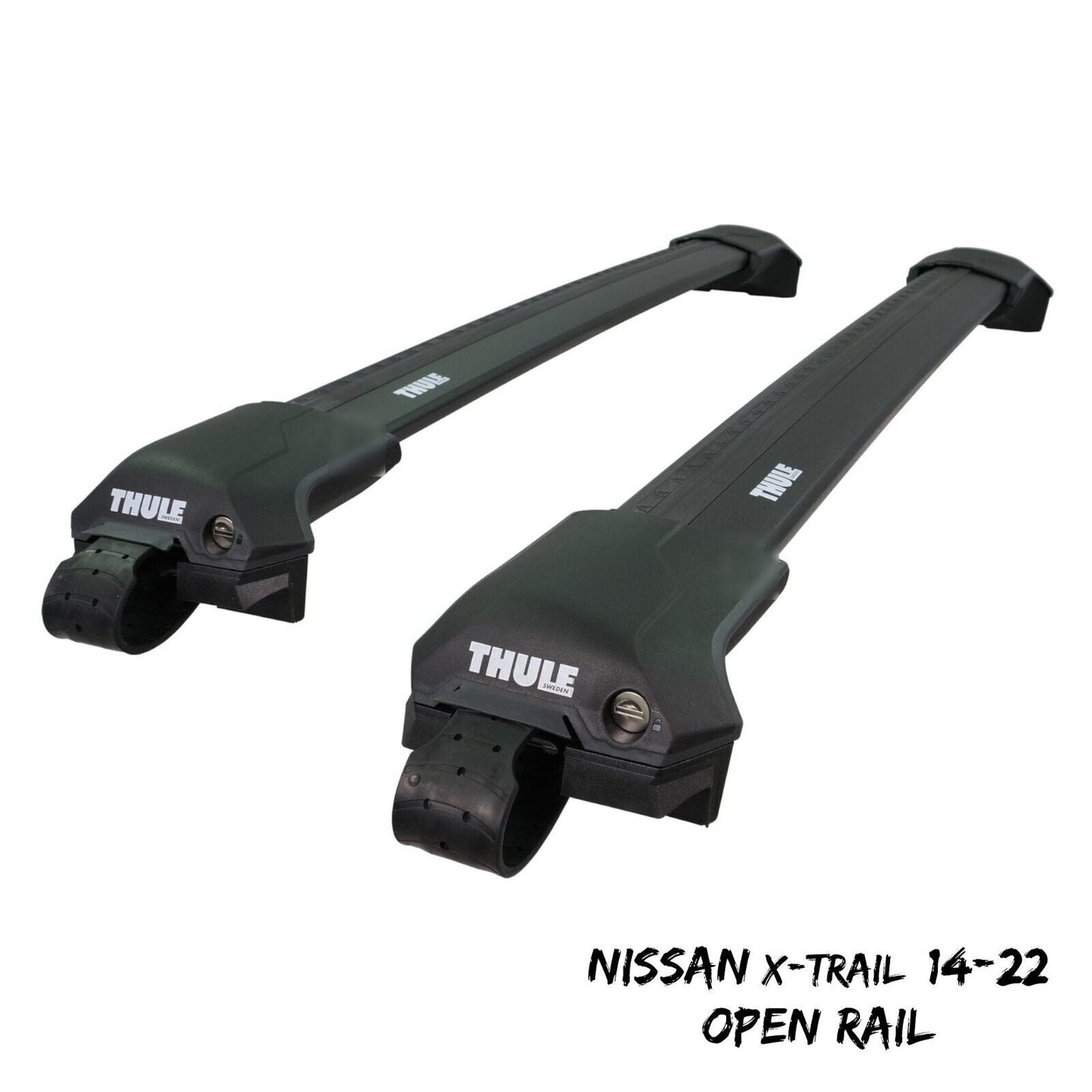 Thule WingBar Edge Black Roof Bars for Nissan X-Trail 14-22 Open Rails Alu Aero