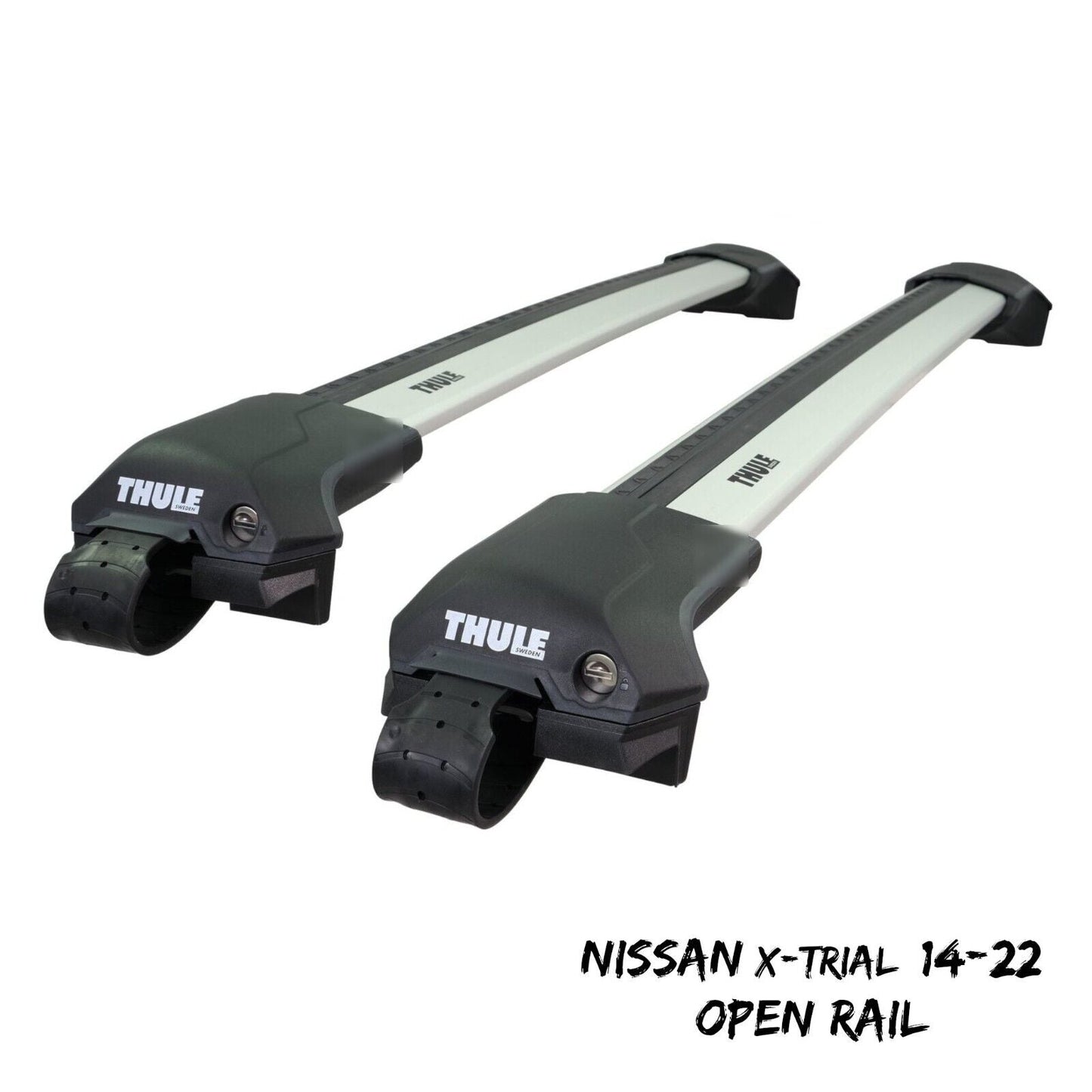 Thule WingBar Edge Silver Roof Bars for Nissan X-Trail 14-22 Open Rails Alu Aero
