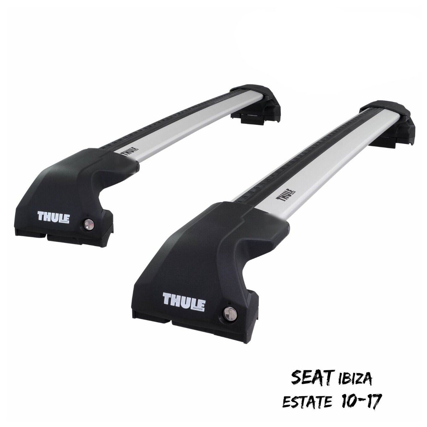 THULE - WingBar Edge Silver Aluminium Roof Bars for Seat Ibiza Estate 2010-17 w/ Flush (Closed) Rails
