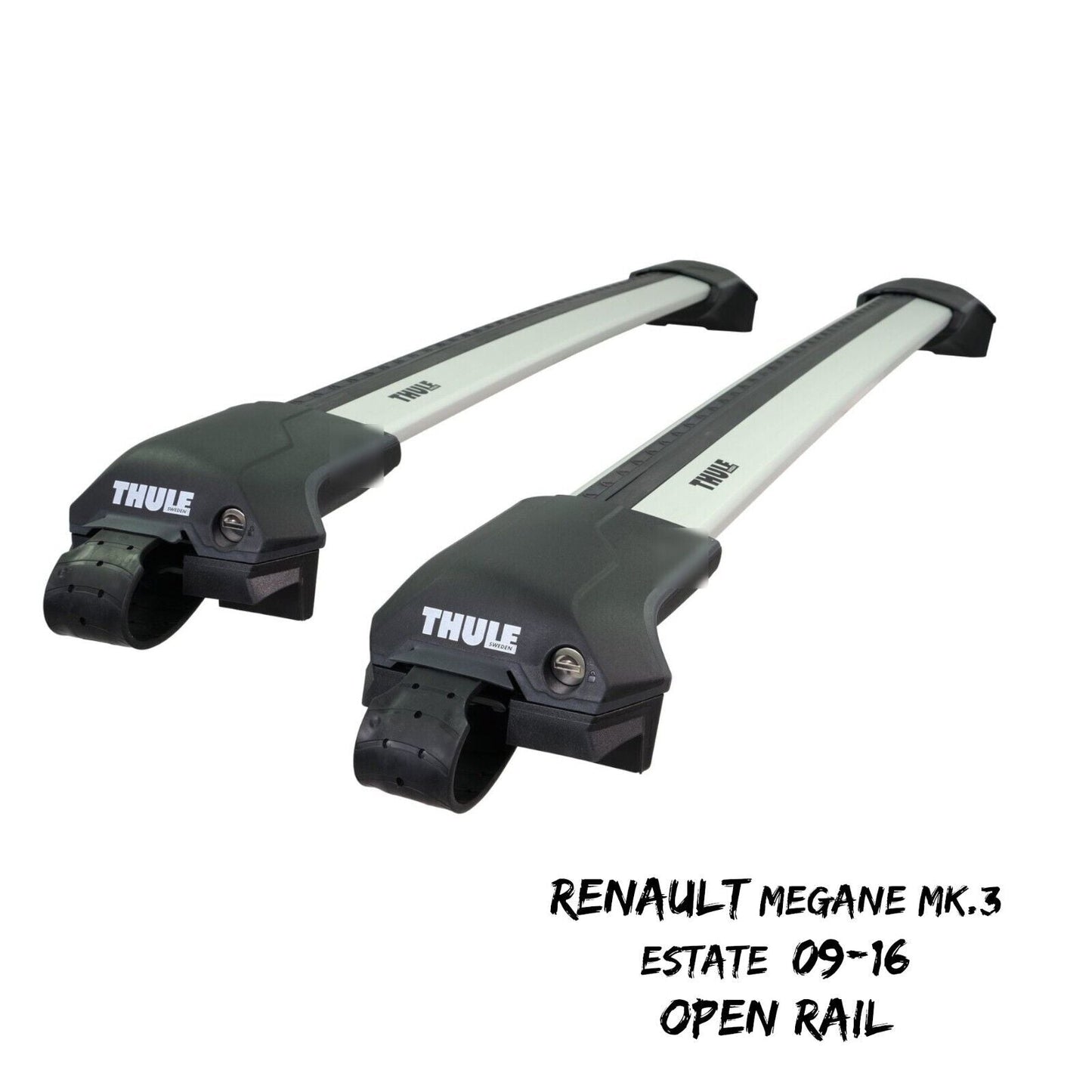 Thule WingBar Edge Silver Roof Bars Renault Megane Mk.3 Estate 09-16 Open Rails
