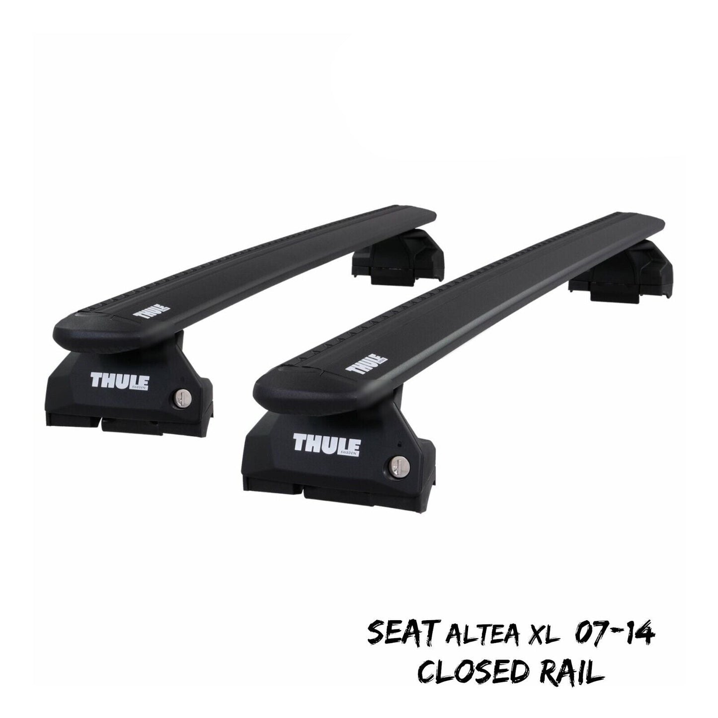 THULE - WingBar EVO Black Aluminium Roof Bar Set to fit Seat Altea XL 2007-14 w/ Flush (Closed) Rails