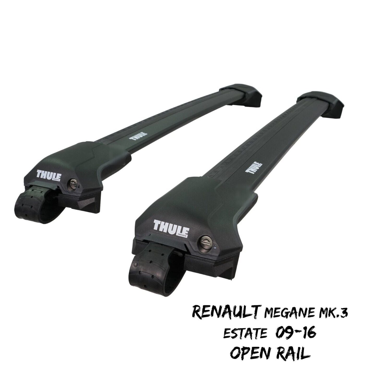 Thule WingBar Edge Black Roof Bars Renault Megane Mk.3 Estate 09-16 Open Rails