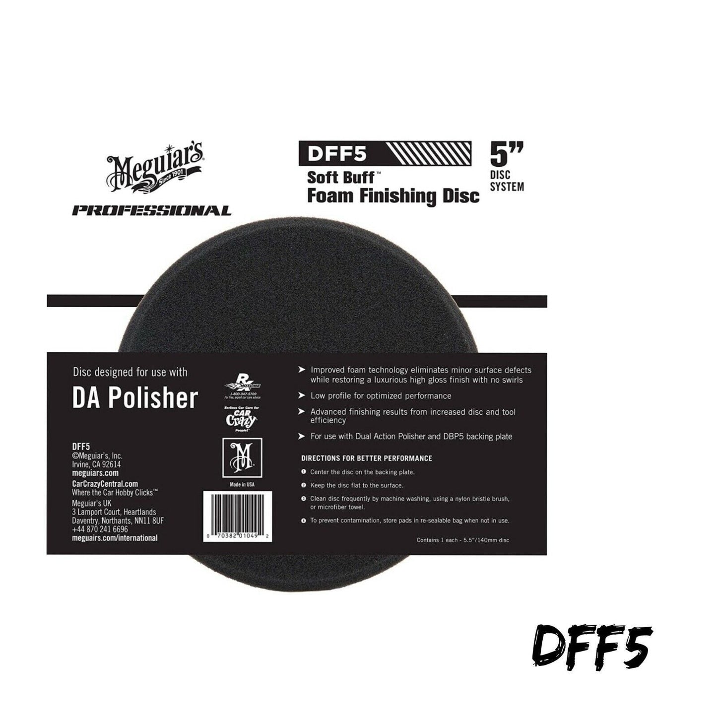 MEGUIARS DFF5 SOFT BUFF 5inch FOAM FINISHING PAD G220V2