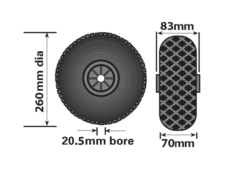 MAYPOLE - 260mm Pneumatic Rubber / Plastic Wheel (MP229)