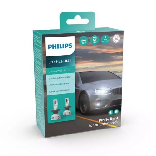 Philips Ultinon Pro5100 LED Pro 5100 5800K Car Headlight Bulbs H4 Twin Pack