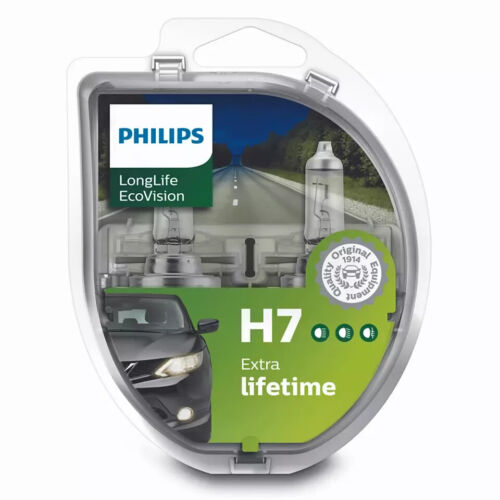 Philips LongLife EcoVision H7 Car Headlight Bulb 12972LLECOS2 (Twin) NEW 2022