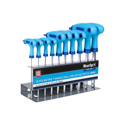 10 PCE Metric T Handle Ball End Hex Key Set