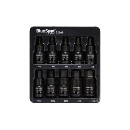 10 PCE 1/2" Impact Hex Bit Sockets