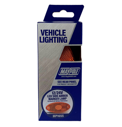 12-24V Slim Line Oval LED Amber Marker Lamp