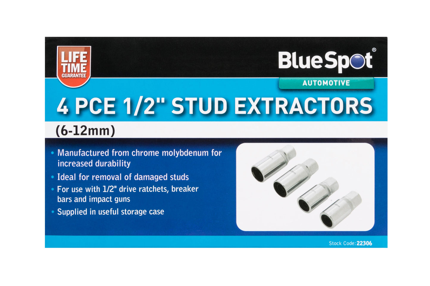 4 PCE 1/2" STUD EXTRACTORS (6-12MM)