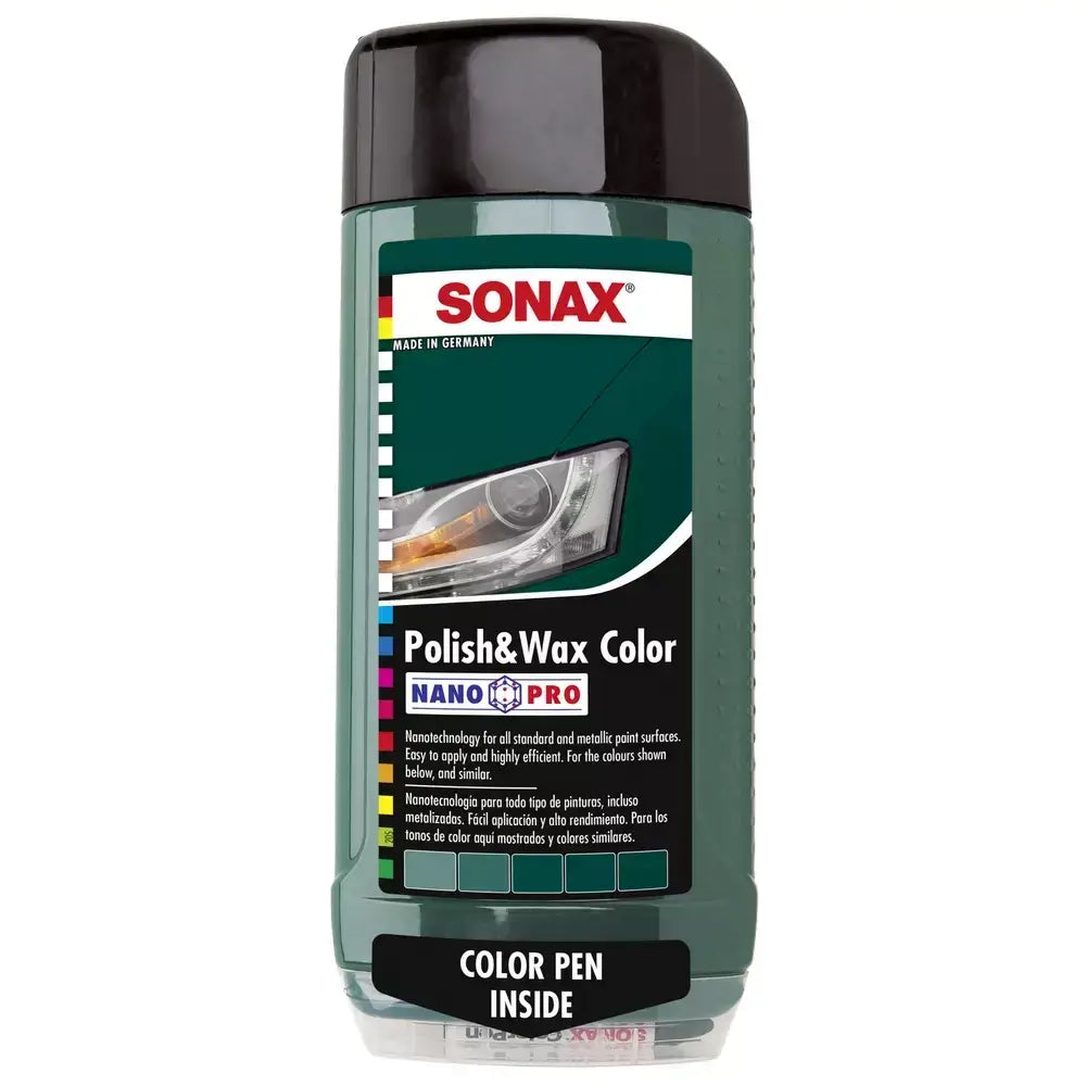 SONAX Polish & wax color NanoPro With colour pen inside 500ml shades of Green