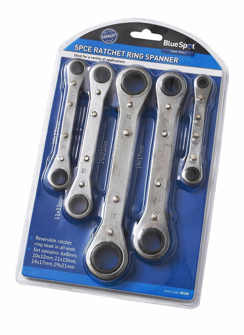 5 PCE METRIC RATCHET RING SPANNER SET (6-21MM)