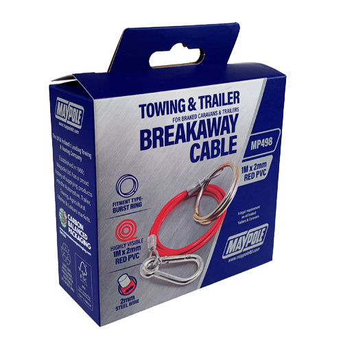 1m X 2mm Red Breakaway Cable