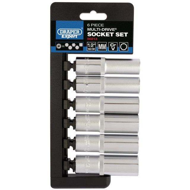 Draper Expert 50213 Metric Multi-Drive Deep Socket Set 6 Piece 1/2" Drive