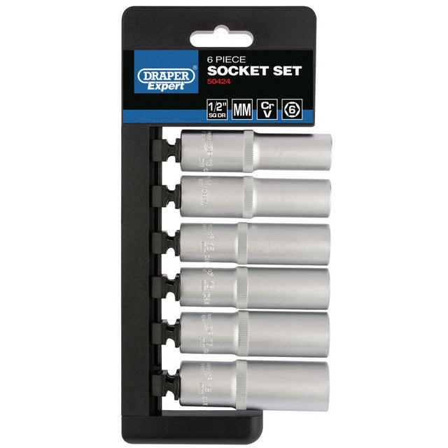 Draper Expert 50424 Metric 6 Point Deep Socket Set 6 Piece 1/2" Drive