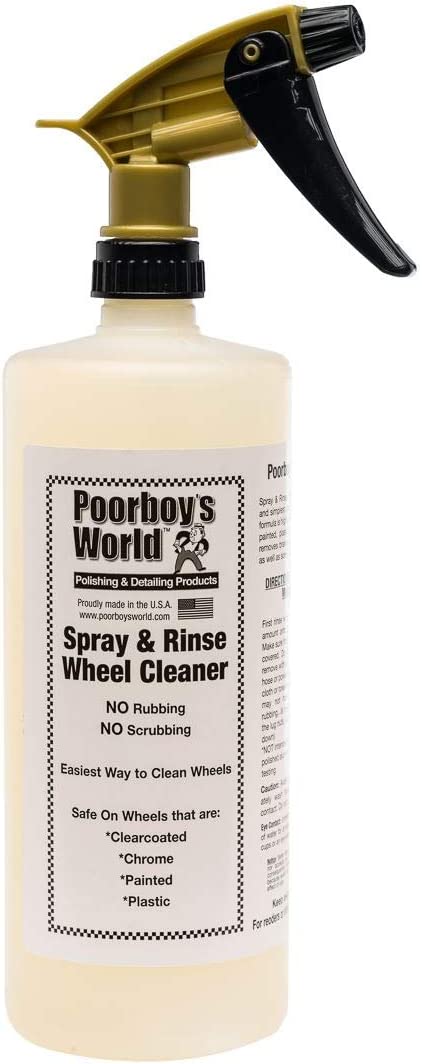 POORBOYS SPRAY AND RINSE WHEEL CLEANER 946ML - NO RUBBING  NO SCRUBBING