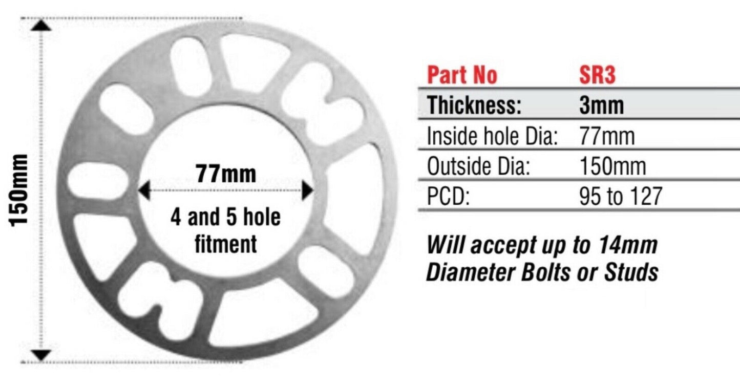 E-Tech 3mm Wheel Spacers pair