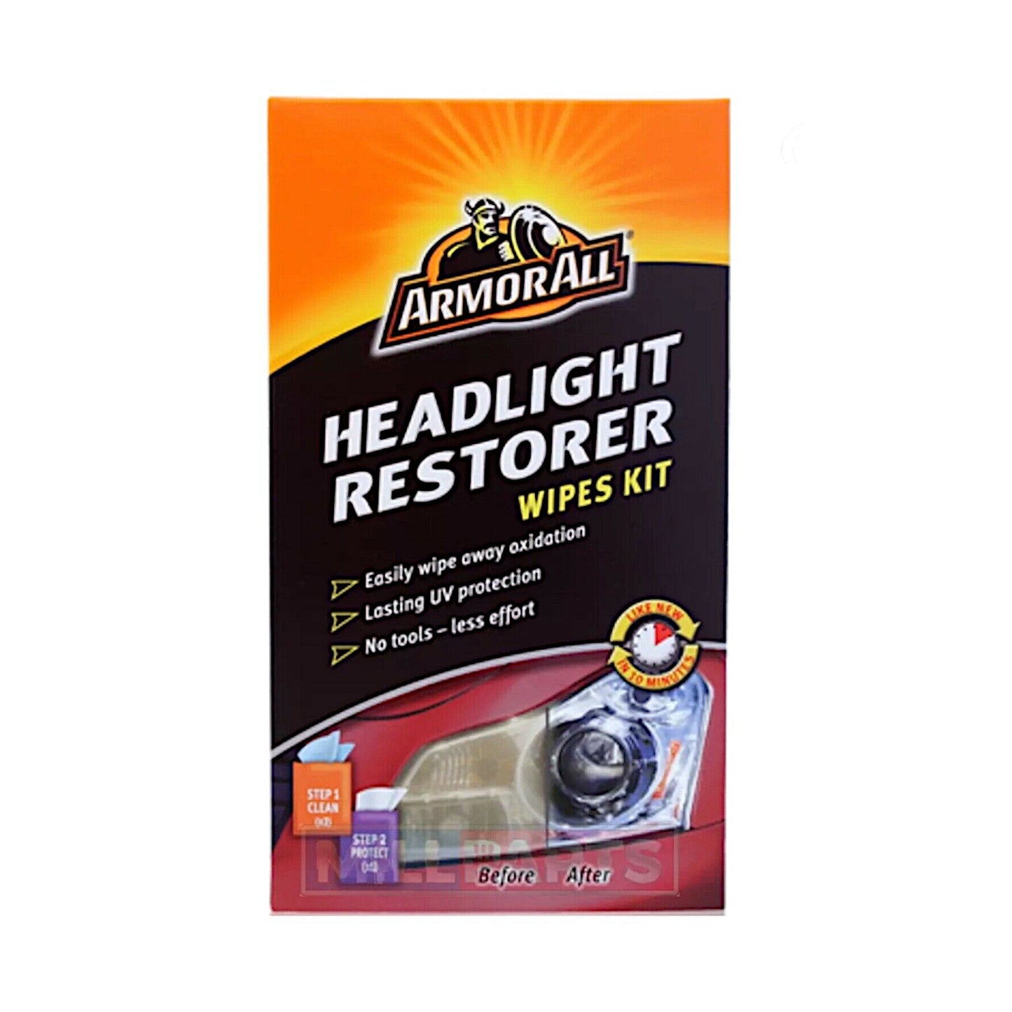 ArmorAll Headlight Restorer & Sealant Wipes Kit No Tools Needed UV-Protection