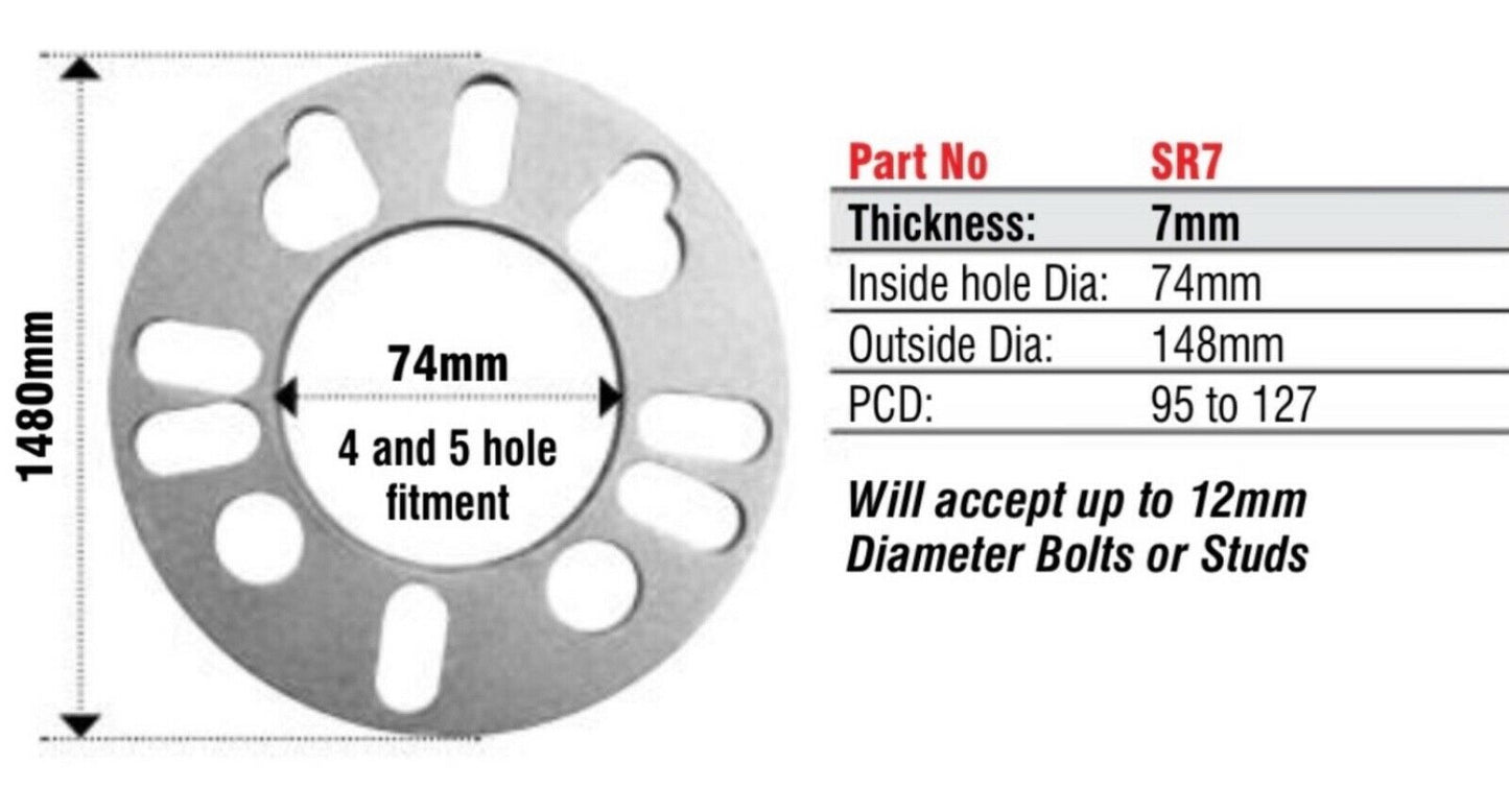 E-Tech 7mm Wheel Spacers pair