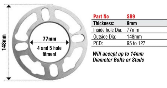 E-Tech 9mm Wheel Spacers pair