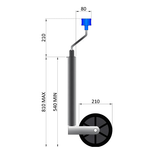 Caravan Jockey Wheel Medium Duty 48mm 200kg